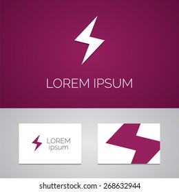 lightning logo template icon design elements with business card  