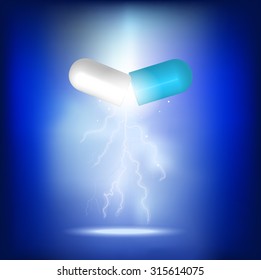 Lightning from medicinal capsules -   vector illutration 