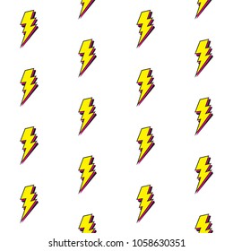 LIGHTNING MEMPHIS SEAMLESS VECTOR PATTERN. FLASH GEOMTERIC TEXTURE. 80S-90S DESIGN