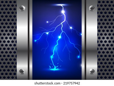 lightning with metal gate vector illustration