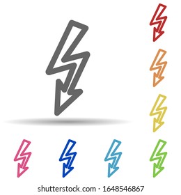 Lightning in multi color style icon. Simple thin line, outline vector of science icons for ui and ux, website or mobile application