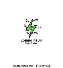 Lightning Nature Emblem Label logo design vector