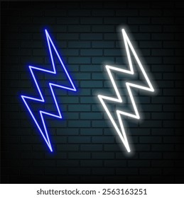 Lightning Neon Label. Vector Illustration of Trendy Promotion..