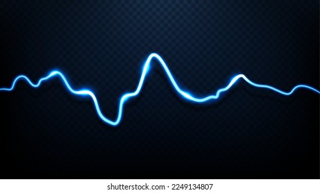 Lightning Neon Line. Bright  Curve Line isolated. Vector Illustration