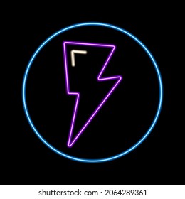 Lightning neon sign, modern glowing banner design, colorful modern design trend on black background. Vector illustration.