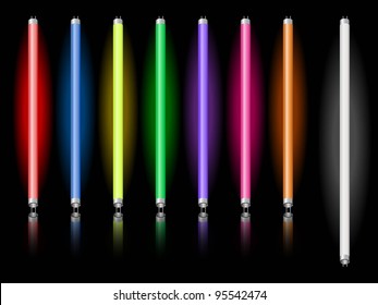 Lightning neon tubes in different colors