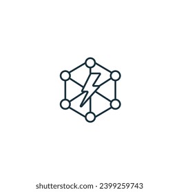 Blitznetz-Symbol Einfarbiges einfaches Zeichen aus der Blockchain-Kollektion. Blitznetz-Symbol für Logo, Vorlagen, Webdesign und Infografiken.