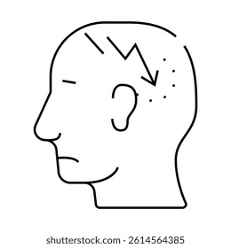 lightning neurosis or headache pain line icon vector. lightning neurosis or headache pain sign. isolated contour symbol black illustration