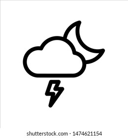 lightning in the night icon. Symbol of Weather icon with trendy flat line style icon for web, logo, app, UI design. isolated on white background. vector illustration eps 10