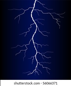 lightning in night sky - vector