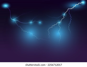 Lightning in the night sky. Vector illustration for your design