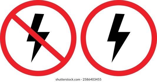 lightning and no lightningicon. on white background. lightning sign. flash symbol. electric sign. flat style.. Vector illustration
