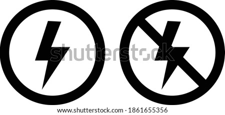 lightning and no lightning on white background. lightning sign. no flash symbol. electric sign. flat style. 