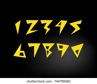 Lightning numbers modern creative text flat design. Vector illustration