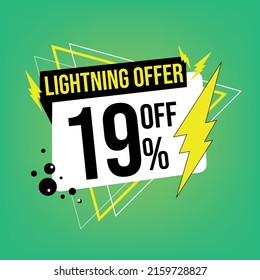 Oferta relámpago, 19% de descuento, 19% de descuento, promoción de ventas, plantilla de oferta flash