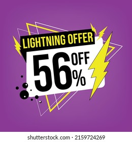 Lightning offer, 56% off, fifty-six percent off, promotion for sales, flash offer template