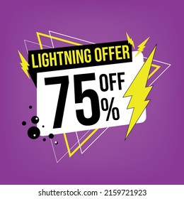 Oferta relámpago, 75% de descuento, 75% de descuento, promoción de ventas, plantilla de oferta flash