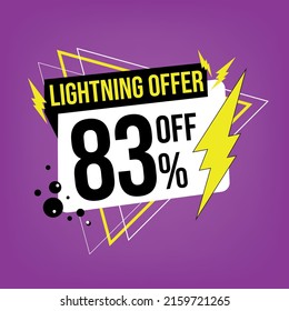 Oferta relámpago, 83% de descuento, 83% de descuento, promoción de ventas, plantilla de oferta flash