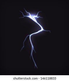 Lightning on black, vector