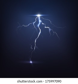 Lightning on black, vector 