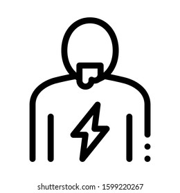 Lightning On Body Icon Vector. Outline Lightning On Body Sign. Isolated Contour Symbol Illustration