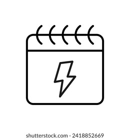 Lightning on Calendar Vector Linear Icon. Perfect for design, infographics, web sites, apps. 