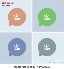 lightning on hand icon, vector illustration. Flat design style