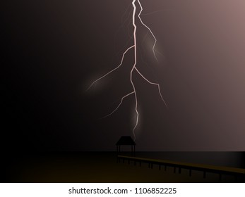 Lightning on the sea.