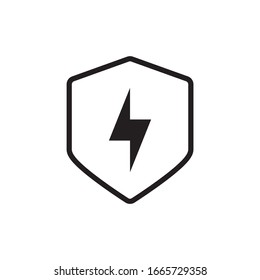 lightning on shield icon sign symbol flat vector