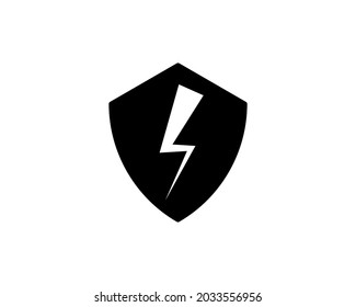 Lightning on Shield Icon. Weather Element Illustration As A Simple Vector Sign Trendy Symbol for Design and Websites, Presentation or Apps Element