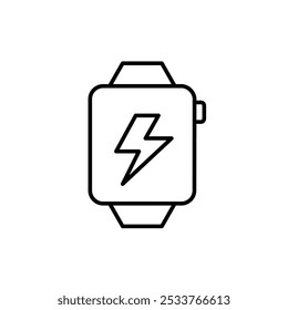 Lightning on smart watch. Enhanced performance, hight speed connectivity, instant battery charge. Pixel perfect, editable stroke icon