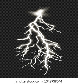 Lightning on a transparent background. Electric discharge and current. Magic and bright lighting effects. light blue. Vector illustration
