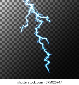 Lightning on transparent . Vector illustration.