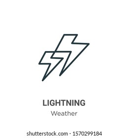Lightning outline vector icon. Thin line black lightning icon, flat vector simple element illustration from editable weather concept isolated on white background