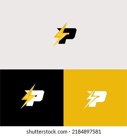 Lightning P Letter Logo vector