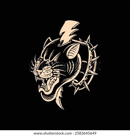 lightning panther tattoo vector design
