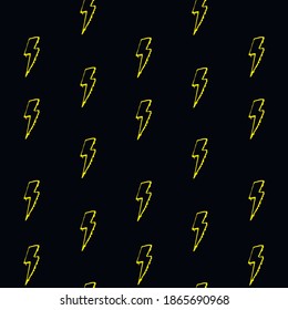 Lightning pattern. Lightning bolts on a black background. Yellow-black background.