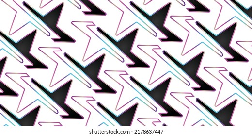 lightning pattern on white background with white stars, glowing colors. can be used to design t-shirts, wallpapers, screens, rock n roll music backgrounds and sports themed