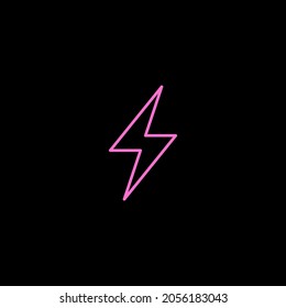 Elemento de diseño del logotipo de la línea vector Lightning, Pink Power. La energía rosada y el símbolo lineal del trueno eléctrico. Icono de energía con luz de neón. Plantilla de emblema de Flash