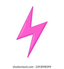Lightning Pink Sign Emoji Icon Illustration. Girls Power Vector Symbol Emoticon Design Clip Art Sign Comic Style.