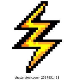  Lightning in pixel art isolated on white background