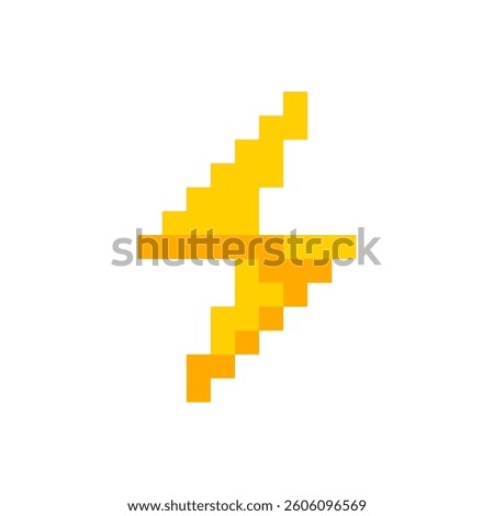 Lightning pixel gaming item, lightning 8 bit game resource, pixel art lightning icon, lightning game pixel element.