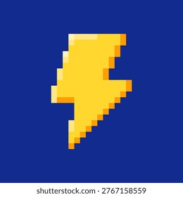 Lightning pixel icon. Bold icon 8 bit.