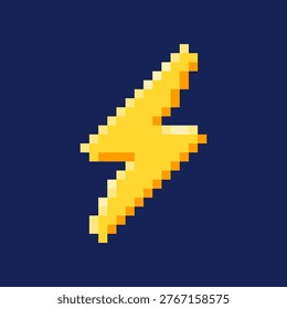 Lightning pixel icon. Bold icon 8 bit.