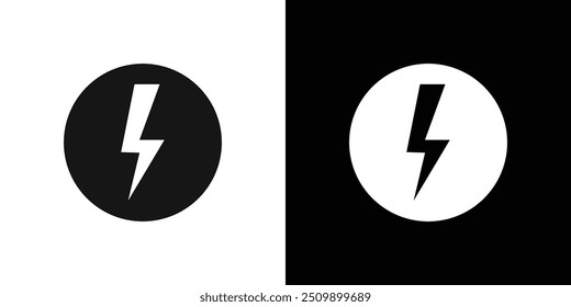 Blitz-Power-Ladung Symbol Schwarze Linie Kunst Vektor Logo-Set