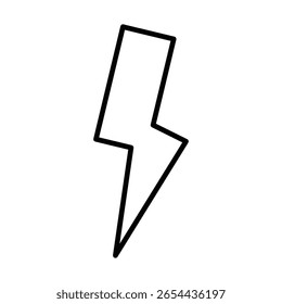 Lightning power charge icon Black and white outline flat sign vector