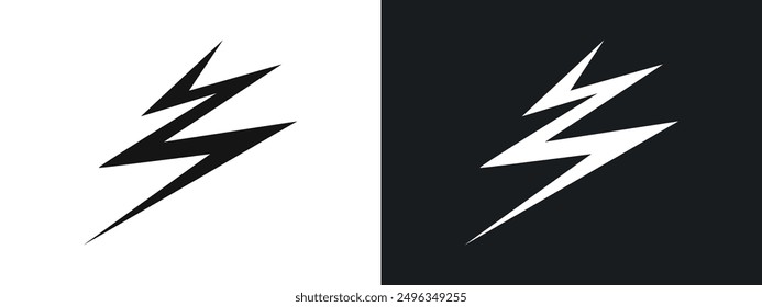 Lightning power charge icon linear graphics set vector in black