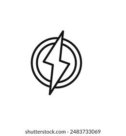Lightning power charge icon outline collection in black
