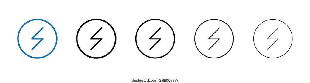 Lightning power charge icon Outline vector logo for web ui