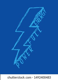lightning power full energy vector slogan print for t-shirt